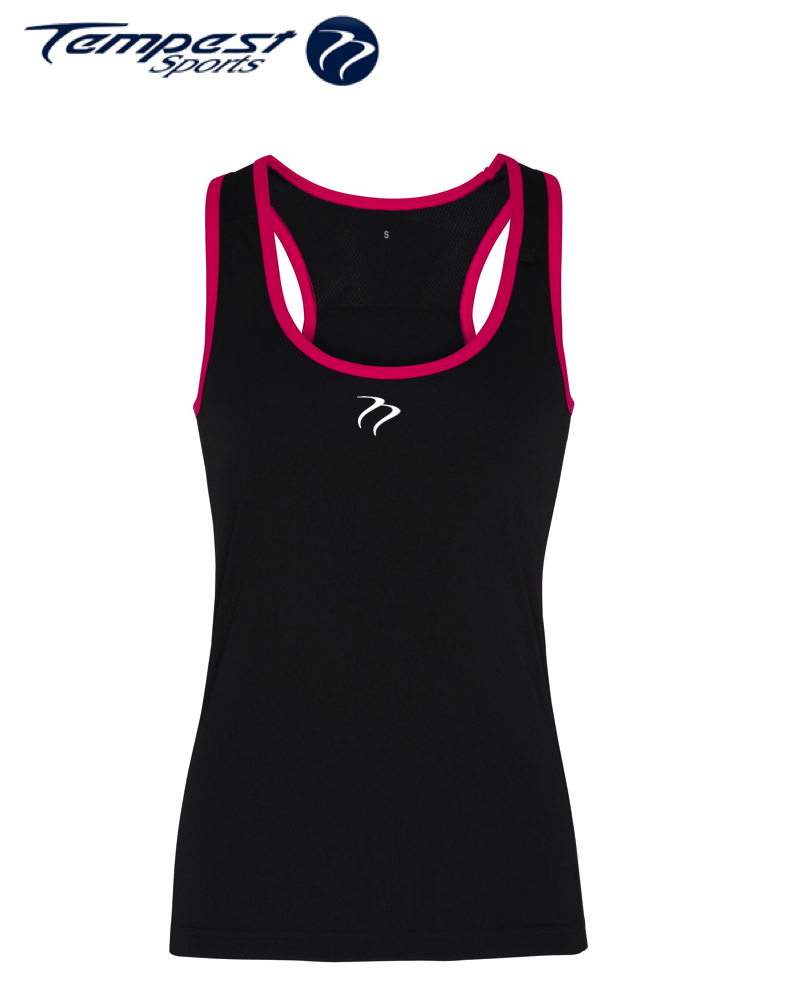 Tempest Women's performance panelled fitness vest - Black Pink
